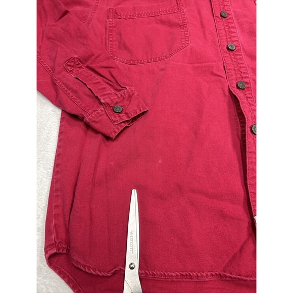 Levi's Jeans Mens Size Medium Red Denim Jean Shirt Western Cowboy Button Up - Picture 2 of 9